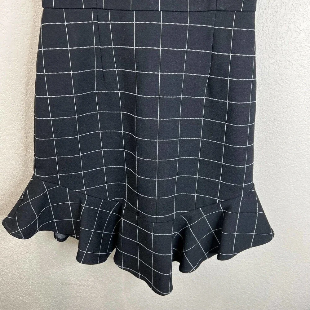 Adelyn Rae Womens Check Black & White Ruffle Bottom Dress Size‎ Small Sleeveless